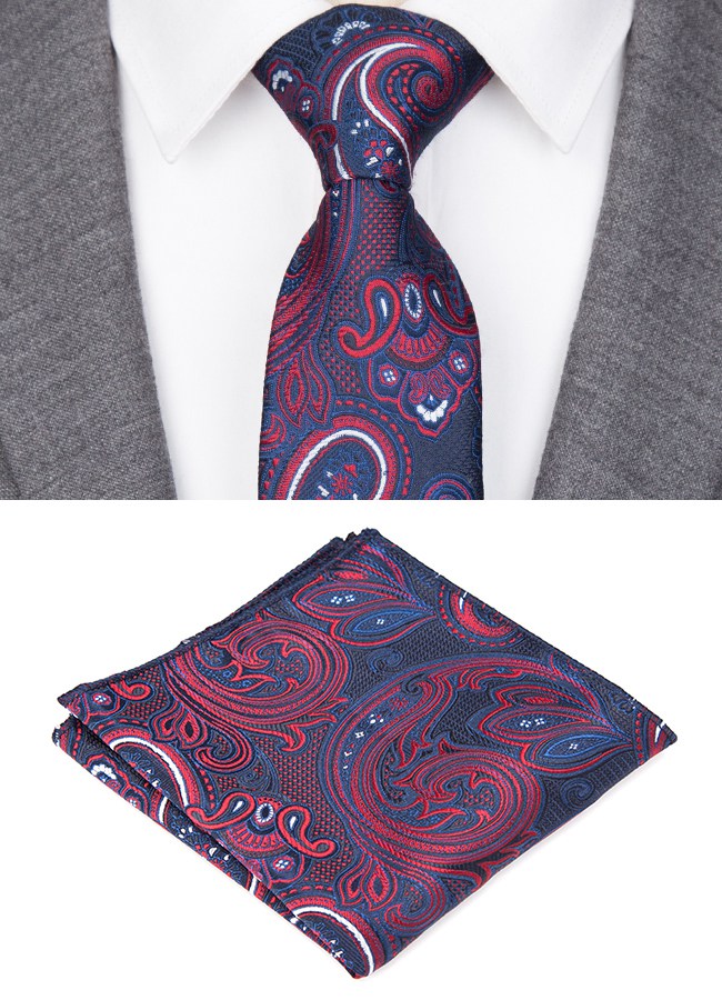 Herreslips kravatsæt jacquardternede slips til mænd stribet slips til bryllup afslappet jakkesæt smalt slips skjortetilbehør: Blå