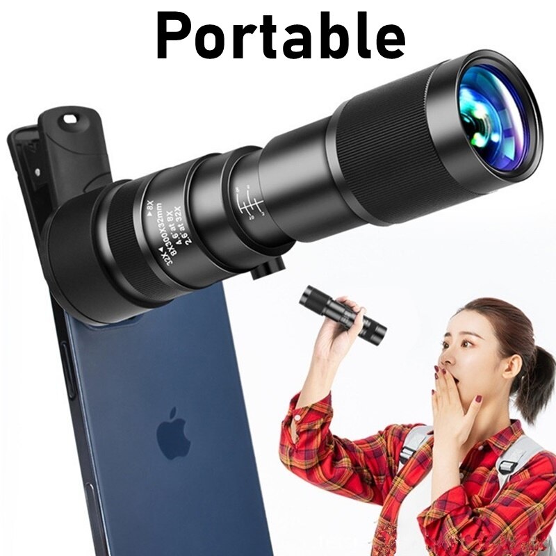 4IN1 Mobiele Telefoon Lens 8-32X Zoom Monoculaire Telescoop 198 Fisheye Lenzen 15X Macro 0.63X Groothoek Lente Voor Telefoon Tablet ipad