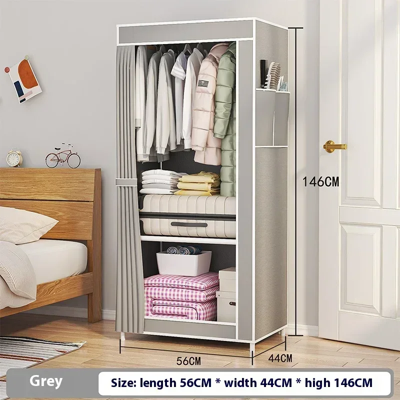 Armario de montaje Simple, armarios de tela de alta capacidad, gabinetes de almacenamiento modernos para el hogar, muebles de dormitorio: Rojo