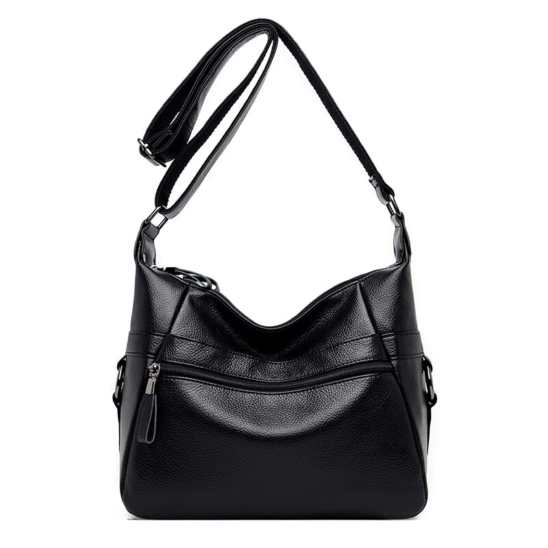 Zomer dames schoudertassen leren handtassen dames schouder crossbody tassen voor vrouwen tote bag tas: Zwart