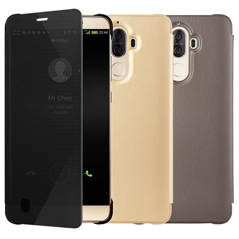 TANZ per Huawei compagno di 9 compagno9 5.9 'Caso di Risposta Intelligente vista della Finestra di Cuoio Sintetico di Vibrazione ultra Sottile di Affari Del Telefono sacchetti di Copertura