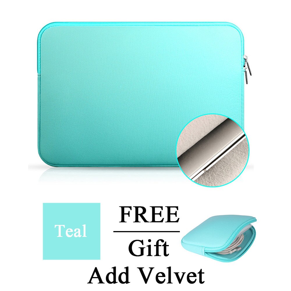 Laptop Notebook Case Tablet Sleeve Cover Bag 11" 12" 13" 15" 15.6" for Macbook Pro Air Retina 14 inch for Xiaomi Huawei HP Dell: Teal Add Velvet