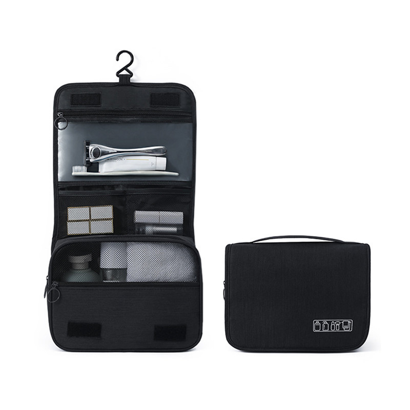 Neceser grande de viaje para hombre y mujer, neceser colgante para cosméticos, neceser de belleza, organizador de accesorios, bolsa de lavado: Negro