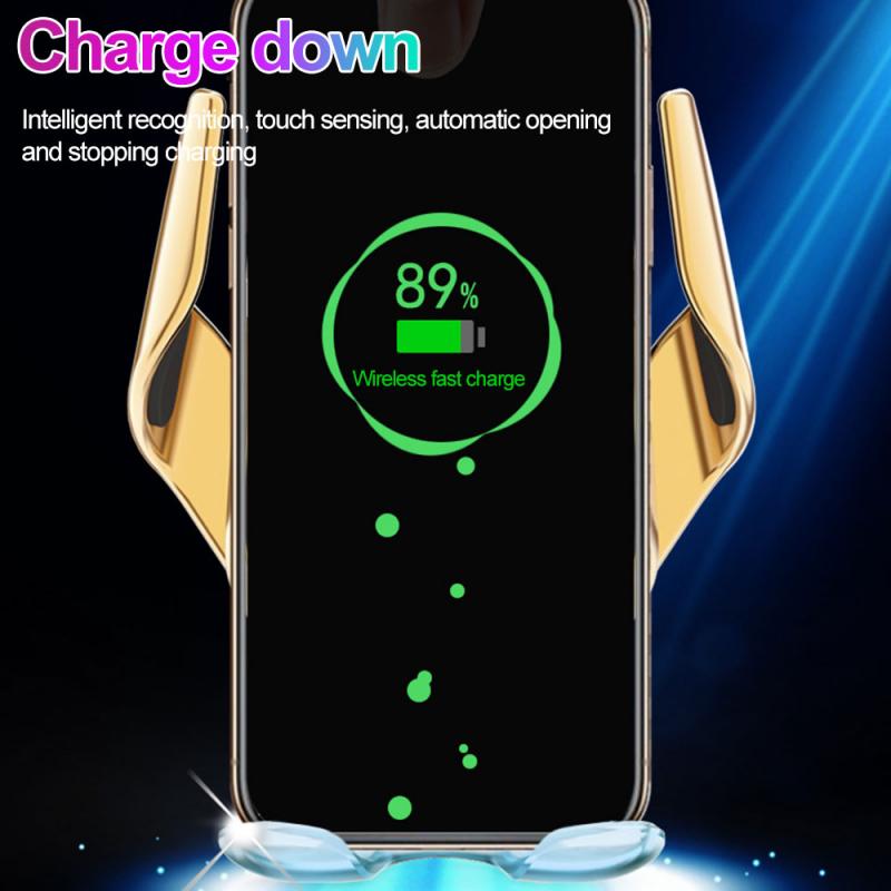 10W Phone Wireless Charger R9 Smart Sensor Car Wireless Charging Phone Holder Mount 360 Rotate Simple Fast Wireless Charger