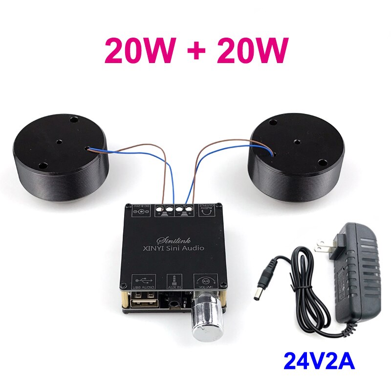 Altavoz de vibración de resonancia, altavoz con Bluetooth, Audio estéreo, portátil, Clase D, Subwoofer, sistema HiFi, 2x25W: 40W 24V2A