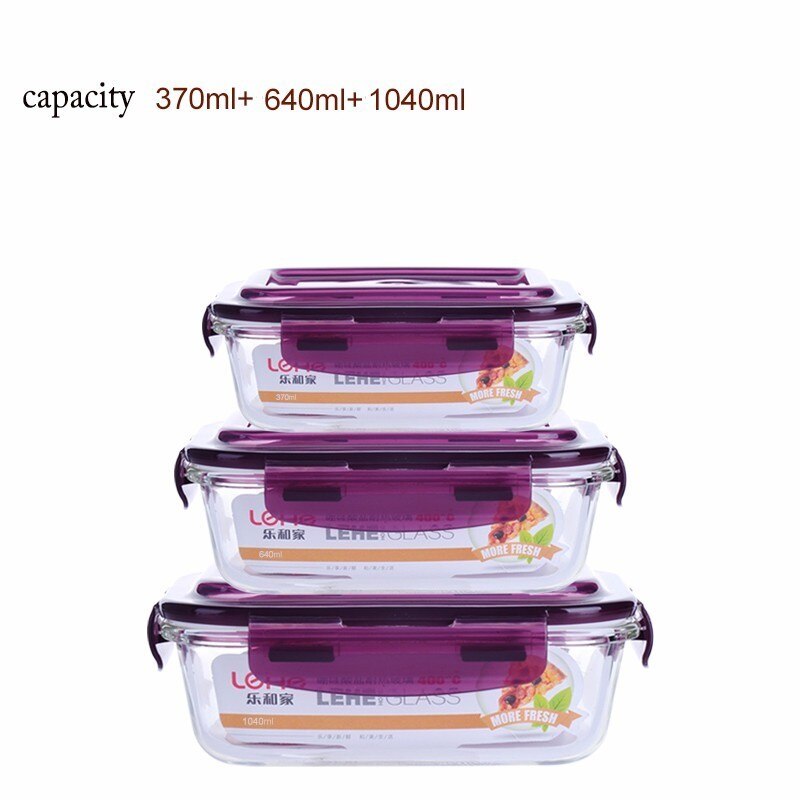Microwave Oven Heating Lunch Box For Office Worker Leakproof Glass Lunch Box Set Round With Lid Seal Health Food Container: E