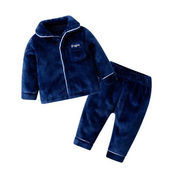 Superfijne Kasjmier Flanellen Winter Homewear Baby Meisje Jongens Peuter Kids Pluizige Houdt Warm Pyjama Sets 2 stks Kinderen Wol suits: Deep Blue / 24M