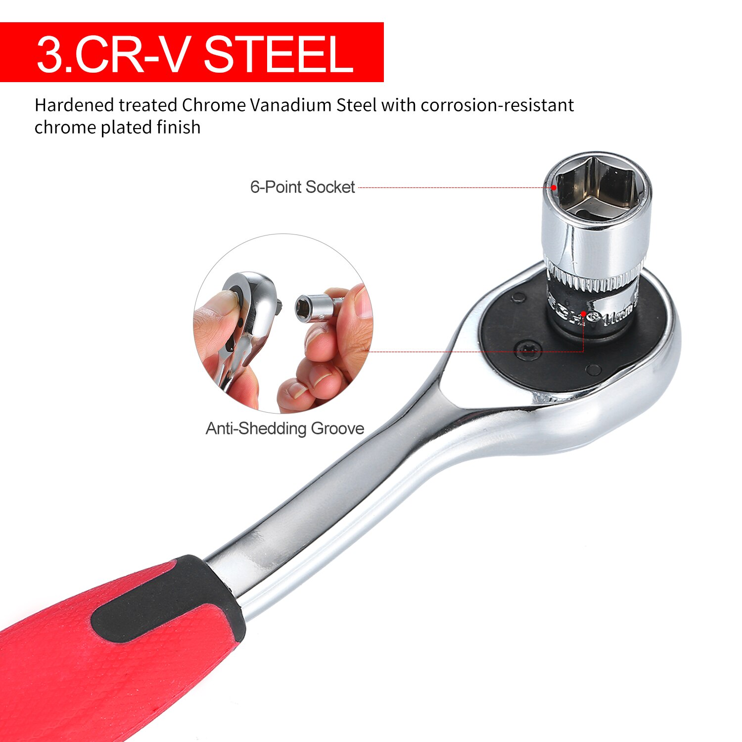 Ratcheting Socket Wrench Set Quick Release Reversible Ratchet Handle Swappable Spanners 2-Inch Extension Bar with Hanging Rack