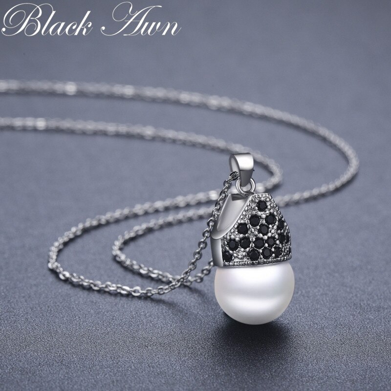 Schwarze ahne silber halskette, echte 100% 925 Sterling silber schiebehalskette damenschmuck klassische runde halsketten & anhänger  k074
