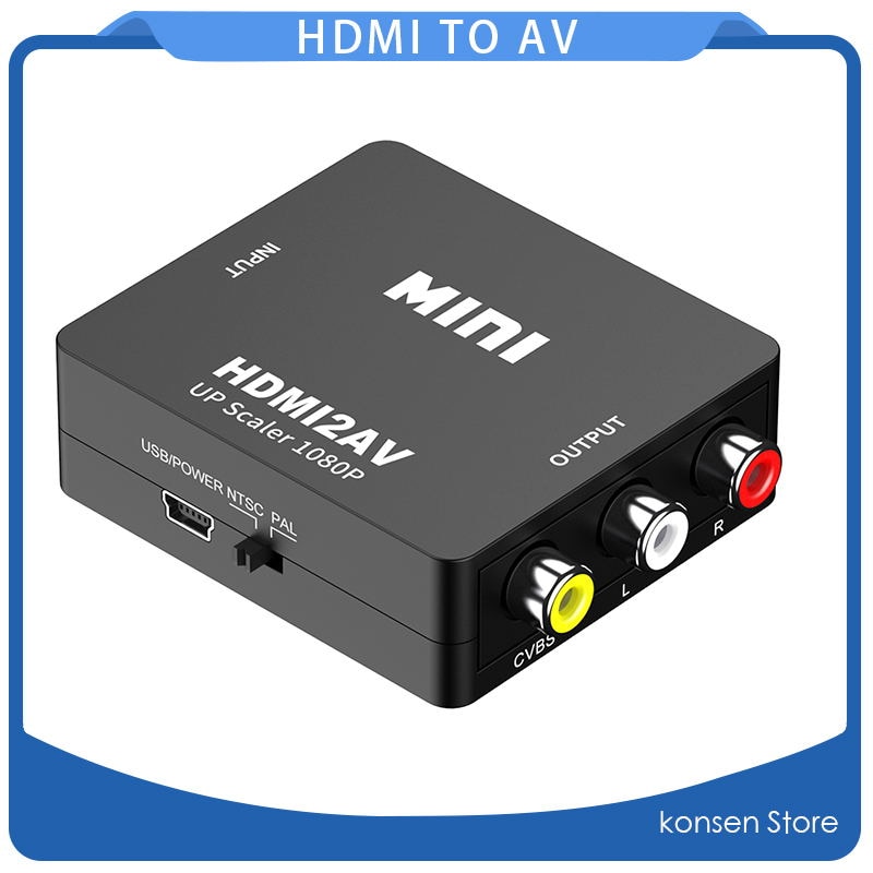 Hd 1080P Hdmi-Compatibel Av Scaler Adapter Video Composiet Converter Hdmi-Compatibel Naar Rca Cvsb L/R Video Mini HDMI2AV
