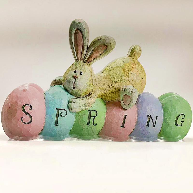 Corona con estampado de conejo de pascua, colgante de huevo de conejo para , decoración de Ambiente, decoración de pared para el hogar, accesorios,: Rabbit B