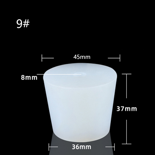 1pchome cerveja vinho rolhas de silicone plug com 8mm buraco para válvula de bloqueio a ar bubbler fermentação válvula de escape silicone borracha plug: Size 9 with Hole