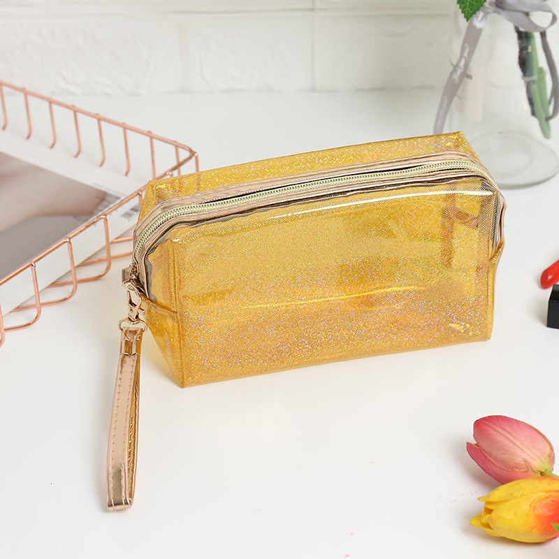 Women Swimming Bag Waterproof Handbags Transparent PVC Plastic Pool Beach Makeup Organizer Toiletry Storage PVC Bag: Yellow