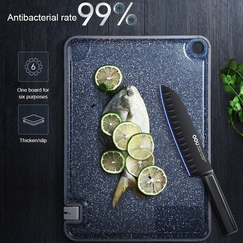 Double-Sided Cutting Board Multifunctional Antibacterial Mildew proof Plastic cutting board Kitchen Drain Chopping Board Marble