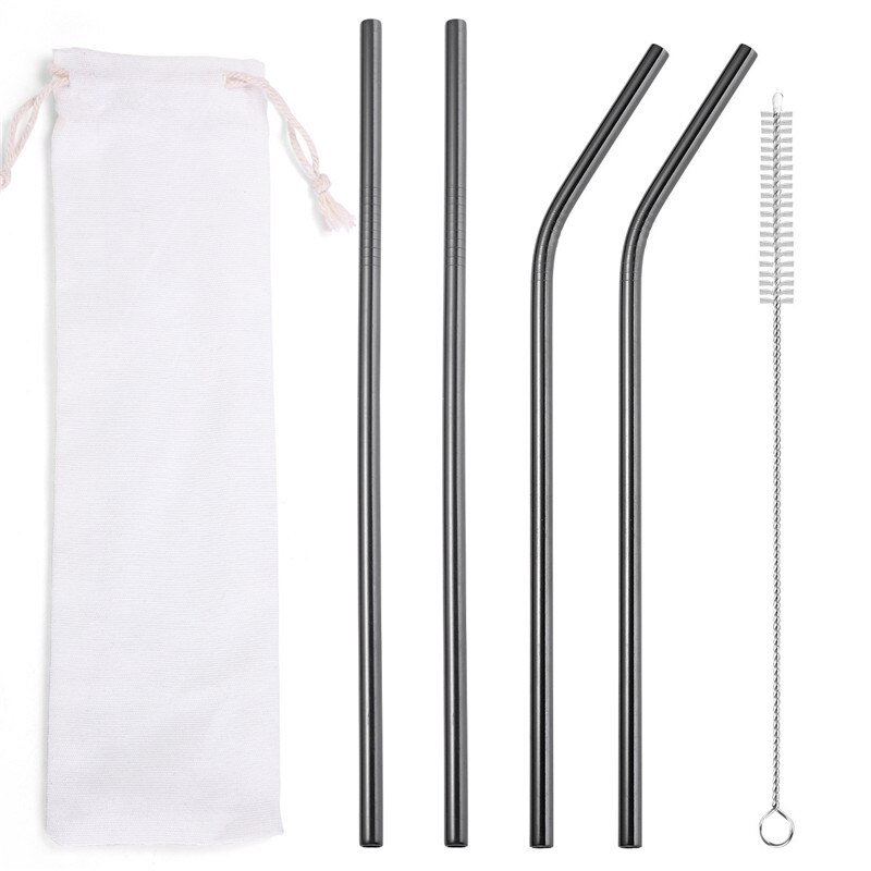 304 Stainless Steel Straw 6mm Reusable Straw Eco-Friendly Food Grade Drinking Straws Set with Cleaner Brush for Mugs: 10