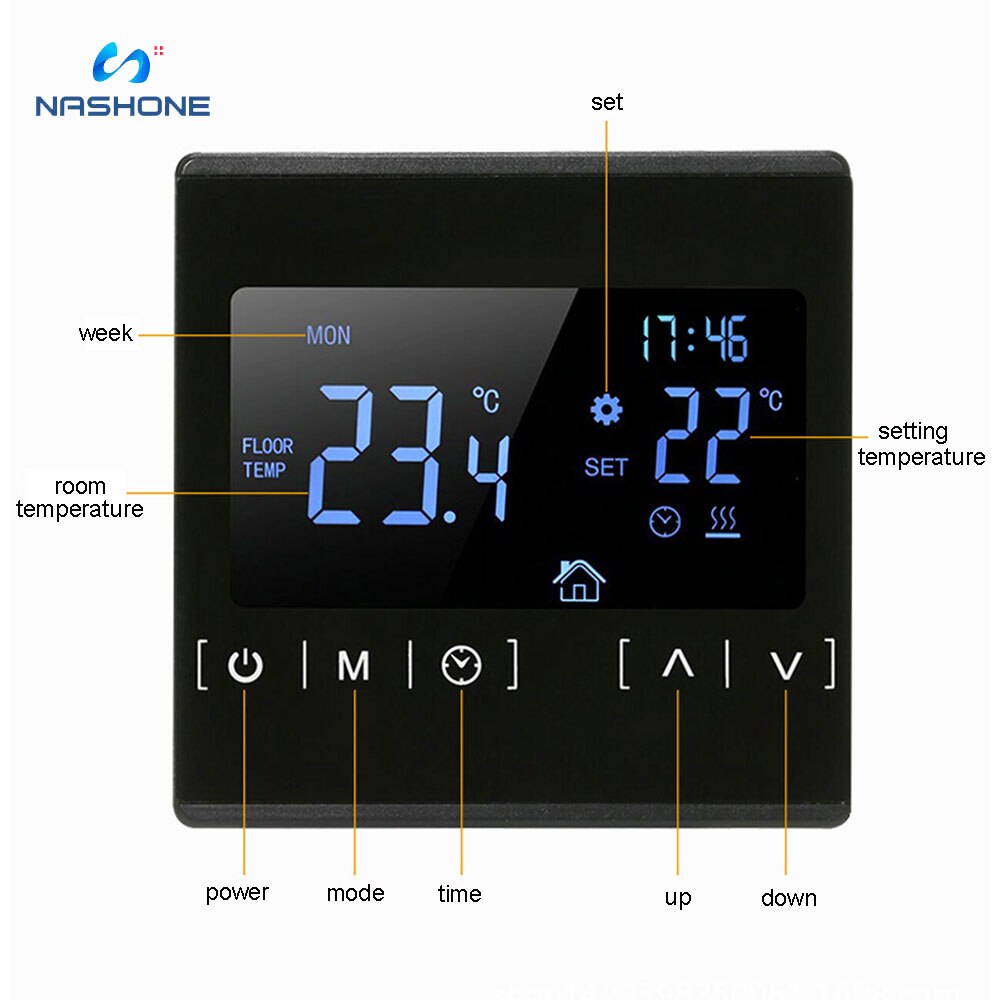 Nashone Touch Screen Thermostat 220v Temperature Controller Thermoregulator Back Light Electric Heating Room Floor Thermostat