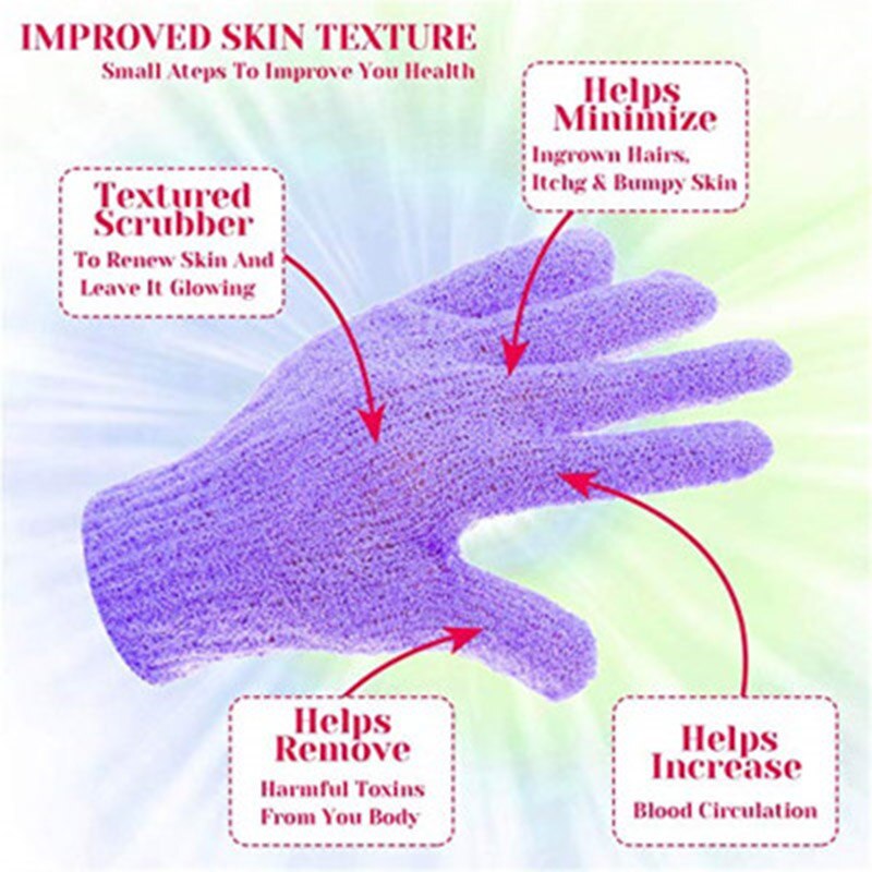 2 pexfoliating badehansker 2 par pakke hjemmebade fem-finger hansker låve badehåndkle fargerike myke boble badehåndkle hansker
