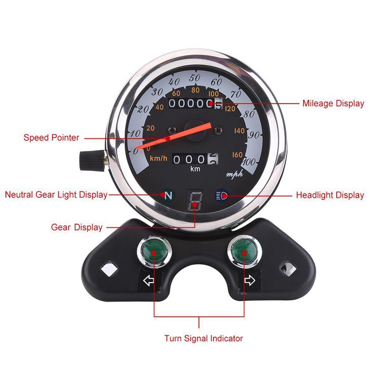 Motorcycle Odometer Speedometer Gear Digital Display Gauge For Suzuki BLK