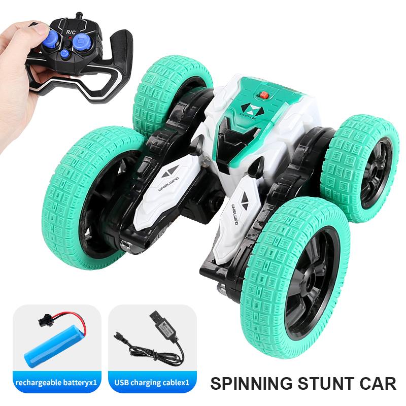 1:28 2.4G RC Stunt Car 360 Degree Rolling Double-sided Stunt Car Four-channel Drift Remote Control Vehicle Toy For Children: Green