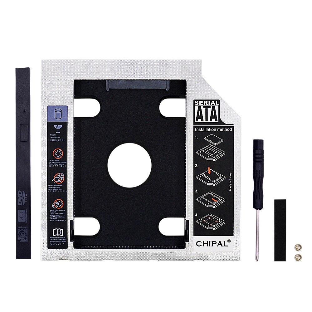 Adattatore Per Secondo Disco Rigido HDD/SSD Da 9,5 Mm Per Laptop, SATA III, Universale, Nero