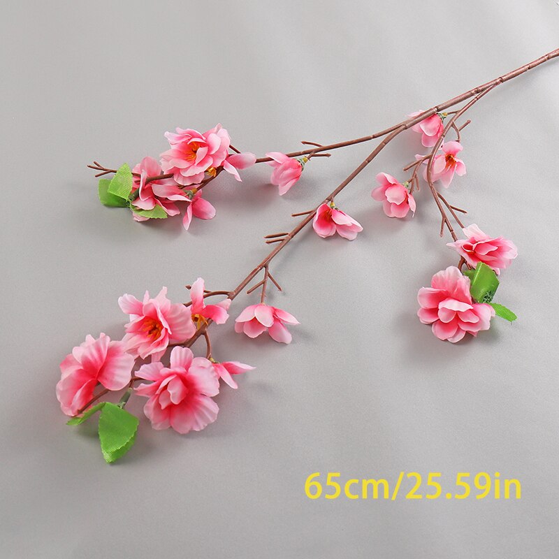 Artificial Flowers Peach Blossom Non-woven Fabrics Flower Branch Bedroom Dining Table Shopping Mall Office Bar Decoration: 65cm Pink 1 Pcs