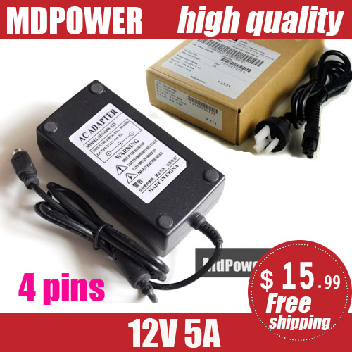 MDPOWER For 12V 5A mobile PC LCD monitor LCD TV monitor AC power adapter 4-pin four-pin connector Cord