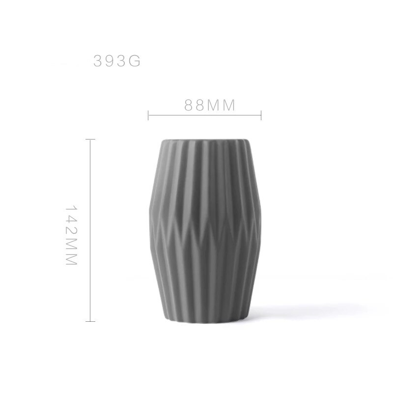 Modern European Style Origami Vases Ceramic Simple Tabletop Vase Home Living Room Decoration Flower Container: Gray M