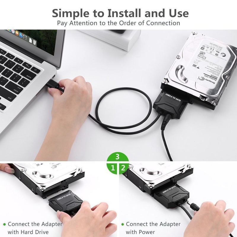 Sata adapter kabel usb 3.0 to sata converter 2.5 3.5 tommer super speed harddisk til hdd ssd usb 3.0 to sata kabel