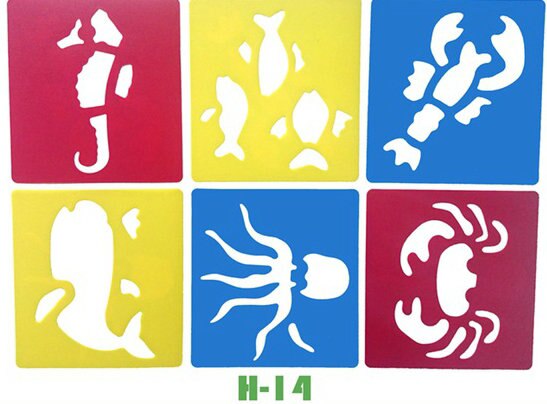 6 PCS/LOT. pesce granchio Anatra Rana modello di disegno stencil Per Bambini di arte bordo apprendimento Precoce giocattolo educativo Del Partito favor14x15cm 18 disegno: H-14