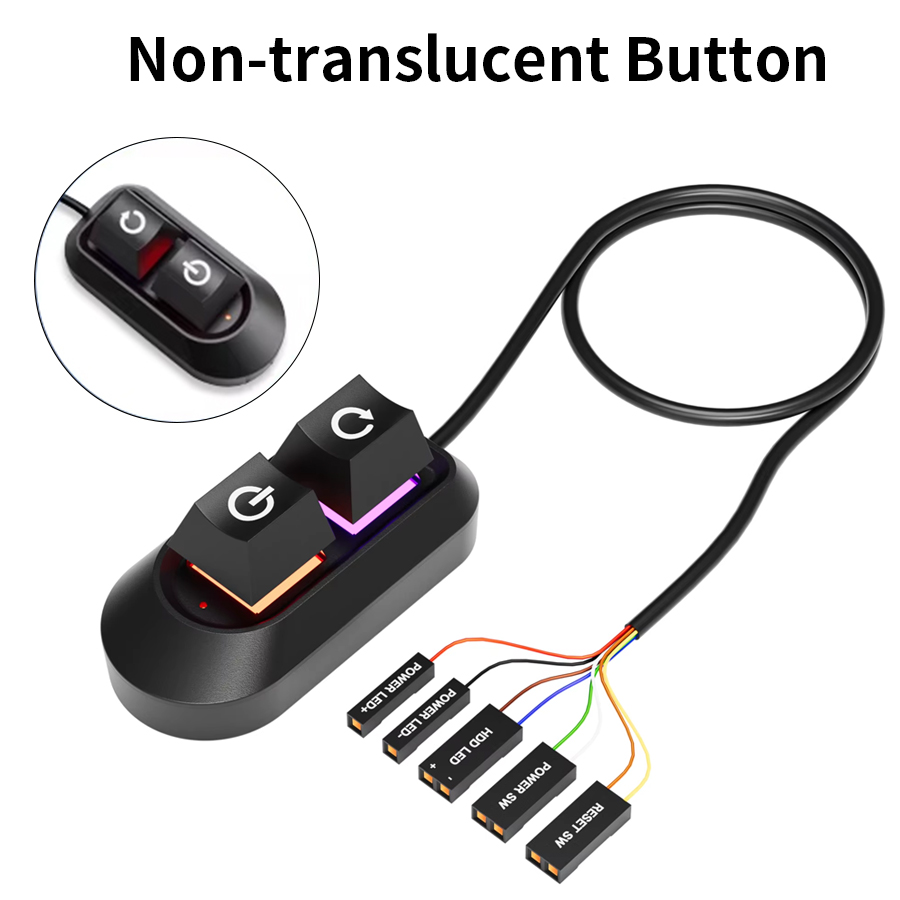 Mechanische aan/uit-schakelaar voor desktopcomputer, externe startschakelaar, aan/uit-schakelaar, resetknop, verlengkabel 2m , pc-kast, moederbordschakelaar: Bundel 1