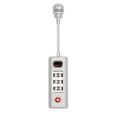 Candados creativos de Metal con calavera para equipaje, candado de combinación de tres dígitos, Mini bloqueo de seguridad para bolsa de viaje, llave de bloqueo de código seguro: PasswordSilvery