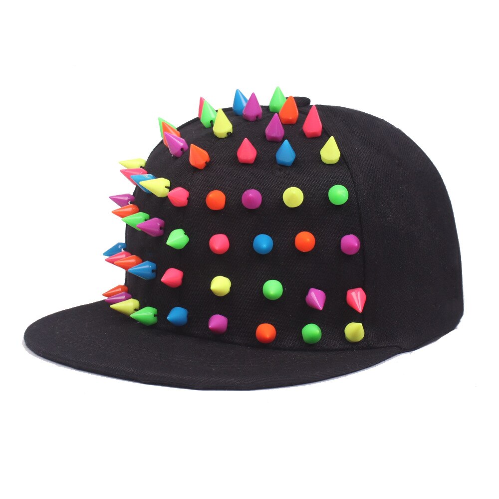 Unisex punk pindsvin hat personlighed jazz snapback spike besat nitte spiky baseball cap til hip hop rock dans bons far hatte