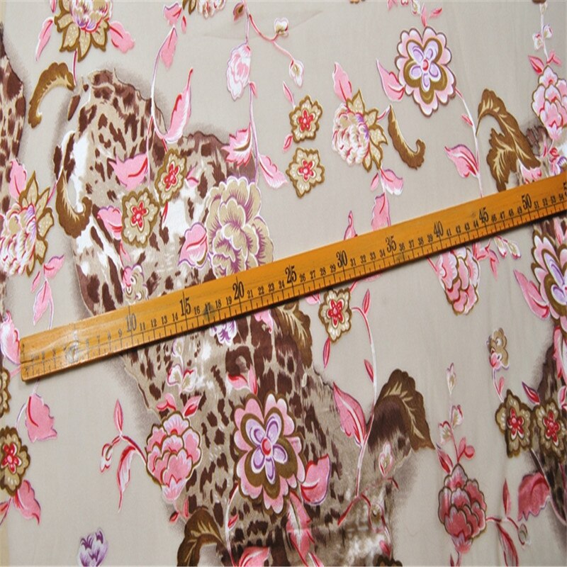 Seda quemada tela 18 m/m 114cm ancho leopardo estampado Jacquard patrón Opal seda para vestidos de noche