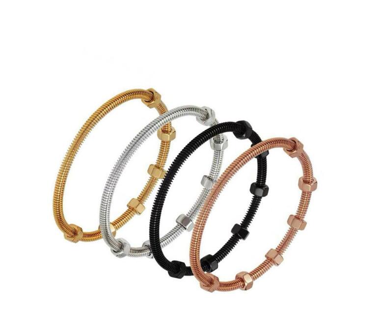 Nouvelle tendance bijoux titane acier bracelet titane acier vis rotation chanceux bracelet écrou rotatif bracelet