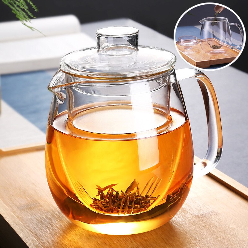 1200Ml Glazen Theepot Met Verwijderbare Zetgroep Veilig Thee Ketel Kan Worden Verwarmd Bloeiende Thee Filter Bloeiende Losse Blad Thee maker Set