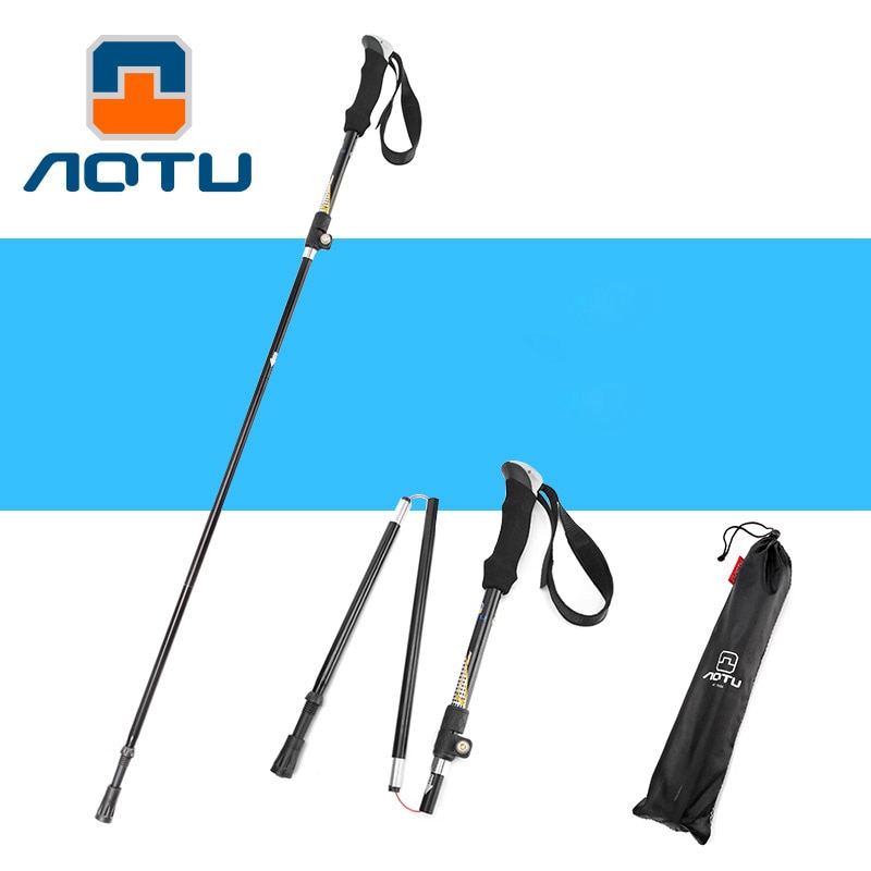 Newest Outdoor Hiking Walking Sticks Durable Trekking Nordic Walking Mountain Climbing EVA Handle Locking Alpenstock