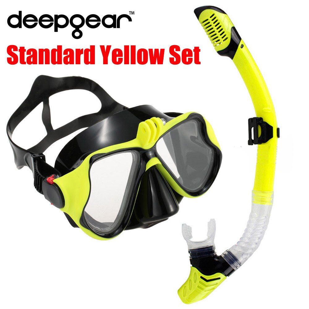 DEEPGEAR Kurzsichtig tauchmaske und schnorchel einstellen oben Kamera taucherbrille Trocken schnorchel getriebe Heißer wassersport getriebe und tauchausrügestochen: Standard Gelb einstellen