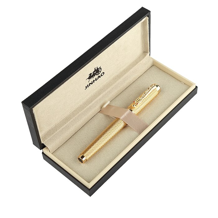 Luxe Pen Set Jinhao 1200 Dragon Rollerball met Originele Case Metalen Balpennen voor Kerstcadeau: gold pen with case