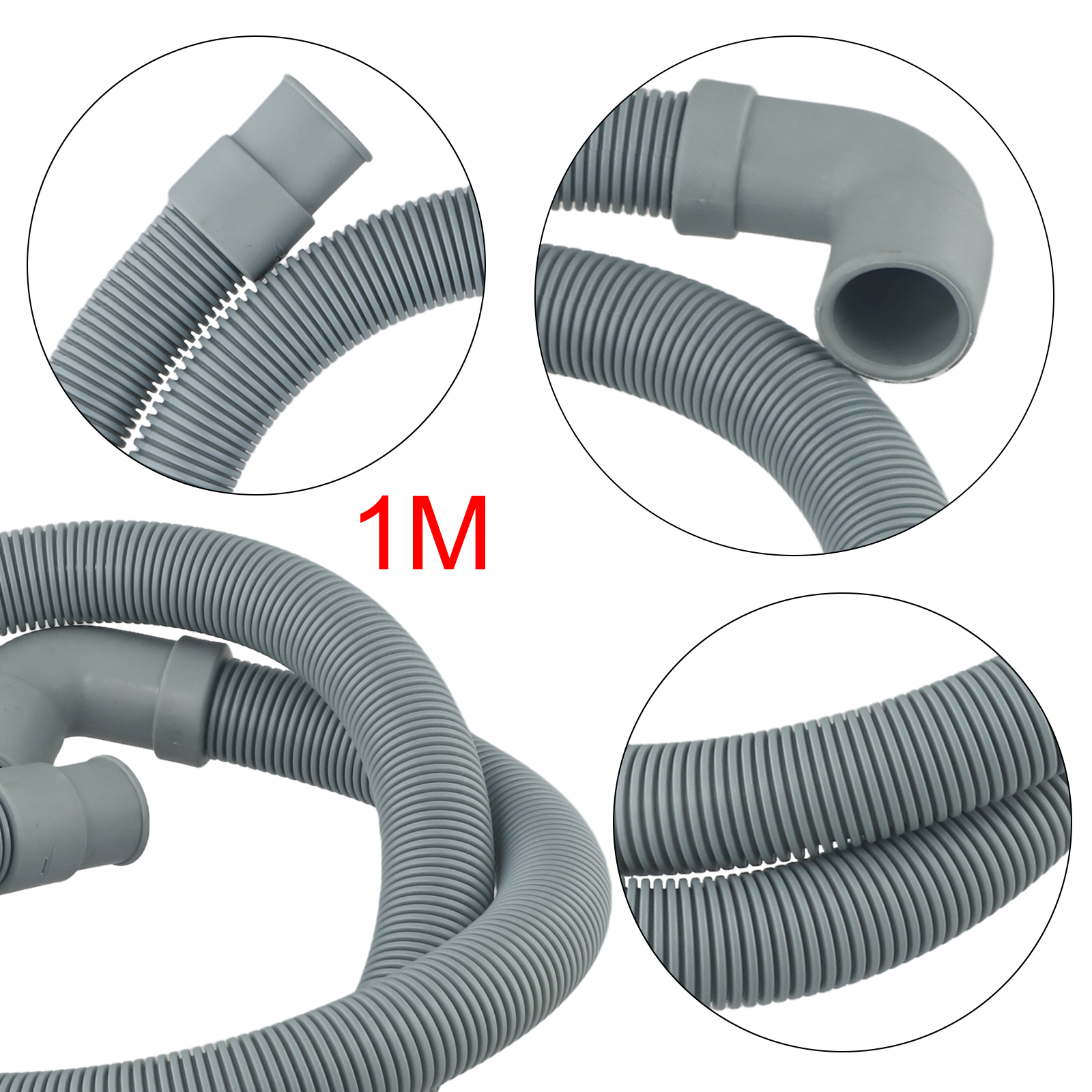 1/1,5/2 m Waschmaschine, Spülmaschine, Ablaufabfallschlauch, Ablaufauslass-Entladeschlauch, PP-Kunststoff, dehnbarer, flexibler Entwässerungsschlauch