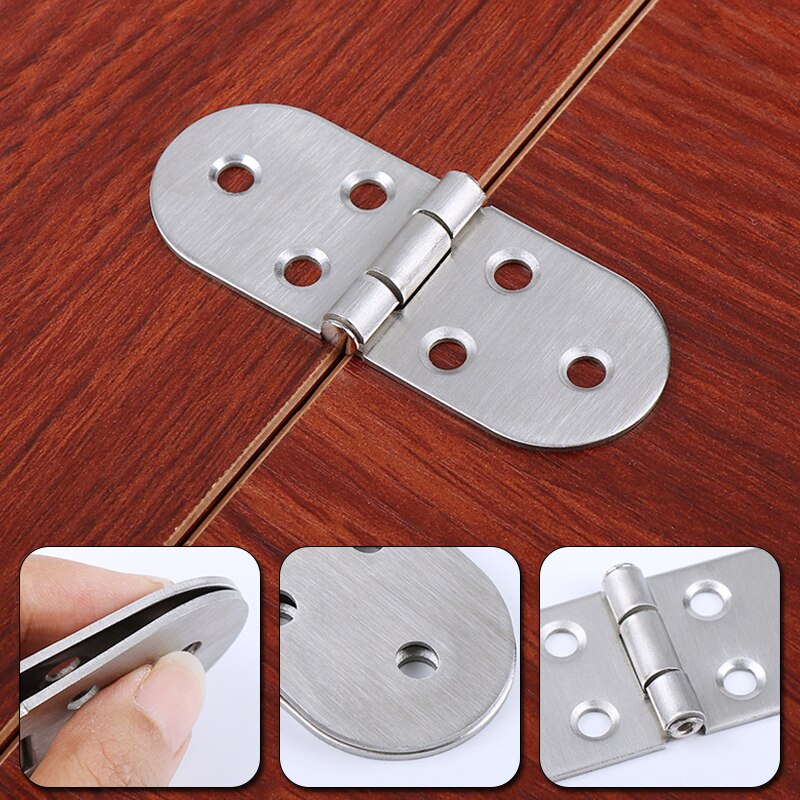 2PCS Table Flap Hinge Stainless Steel Hidden Furniture Folding Screws Supporting 80*30mm Thicken Hinges Cabinet Concealed