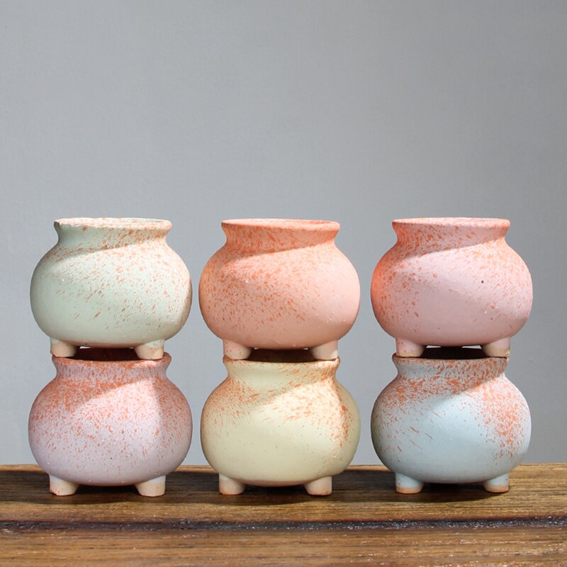 Petit pot de fleurs en céramique, joli pot de fleurs Simple et givré, ornement de bureau, pour le jardinage
