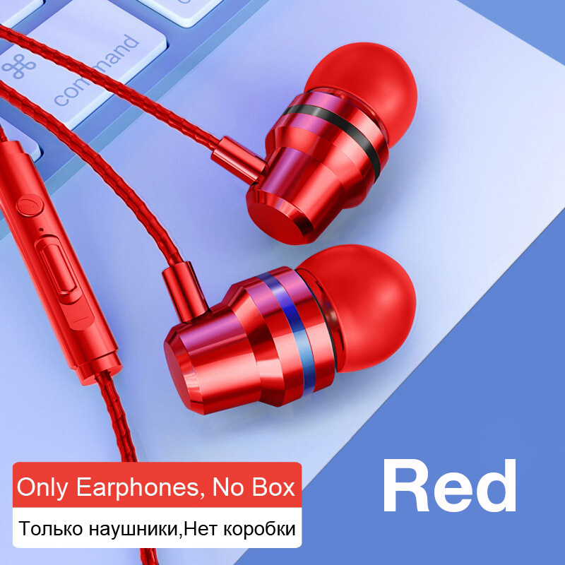 MOOJECAL In Ear Wired 3.5mm Earphone Earbuds Music Headphone for Xiaomi Samsung Iphone Smartphone with Microphone Wired Headset: Red