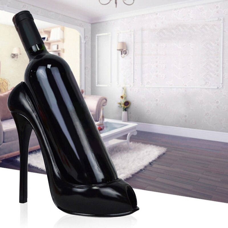 High Heel Shoe Wine Bottle Holder Stylish Wine Rack Basket Accessory for Home High-Heel Statue Sculptures Kitchen Bar Decor