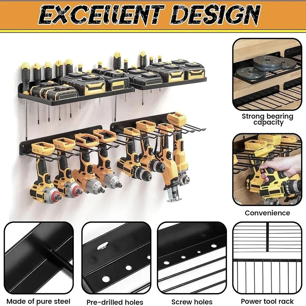 Elektrisch gereedschapsrek Elektrische boor Schroevendraaier Gereedschapsopslag Plank Wandmontage Gereedschap Organizer Gewoon garagelader Opslaghouder