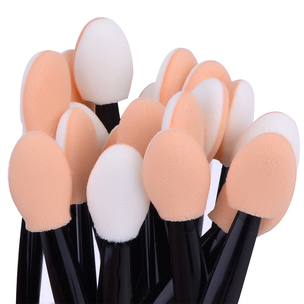 100 stk engangs øjenskygge børste dobbeltsidet svamp nylon sæt &amp; kits øjenskygge børster makeup kosmetisk applikator