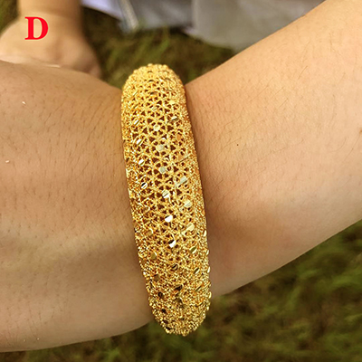 Dubai-brazaletes de oro de Oriente Medio para mujer, pulsera de malla etíope de Arabia Saudita, joyería de boda, africanos: D