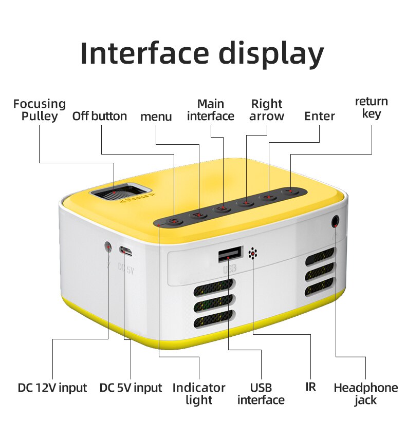 VEIDADZ-minibolsa de almacenamiento portátil T20, proyector de cine con pantalla integrada, LED, USB, para foto, Video, pagador, para el hogar