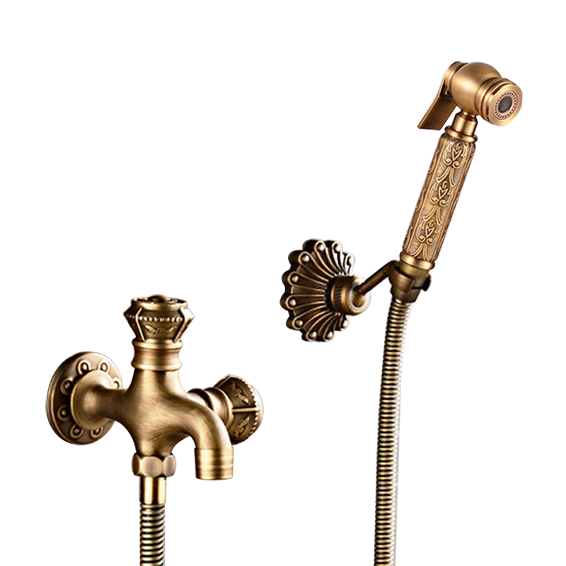 Bidet Kranen Messing Antieke Douche Kranen Wasmachine Mixer Moslim Ducha Higienica Enkele Koud Water Mixer Kraan Vierkante Douche Spray