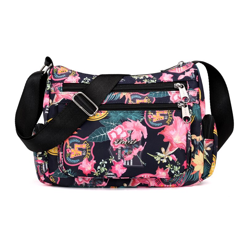 Bolso bandolera de nailon duradero de con Floral para mujer, bolso bandolera de tela impermeable para mujer: 4