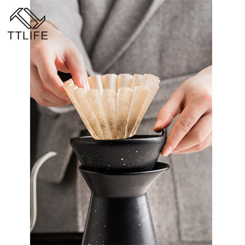 50 Uds cesta de papel de filtro para café para 1-4 tazas o 1-2 tazas marrón Natural sin blanquear Biodegradable para café por goteo para Barista